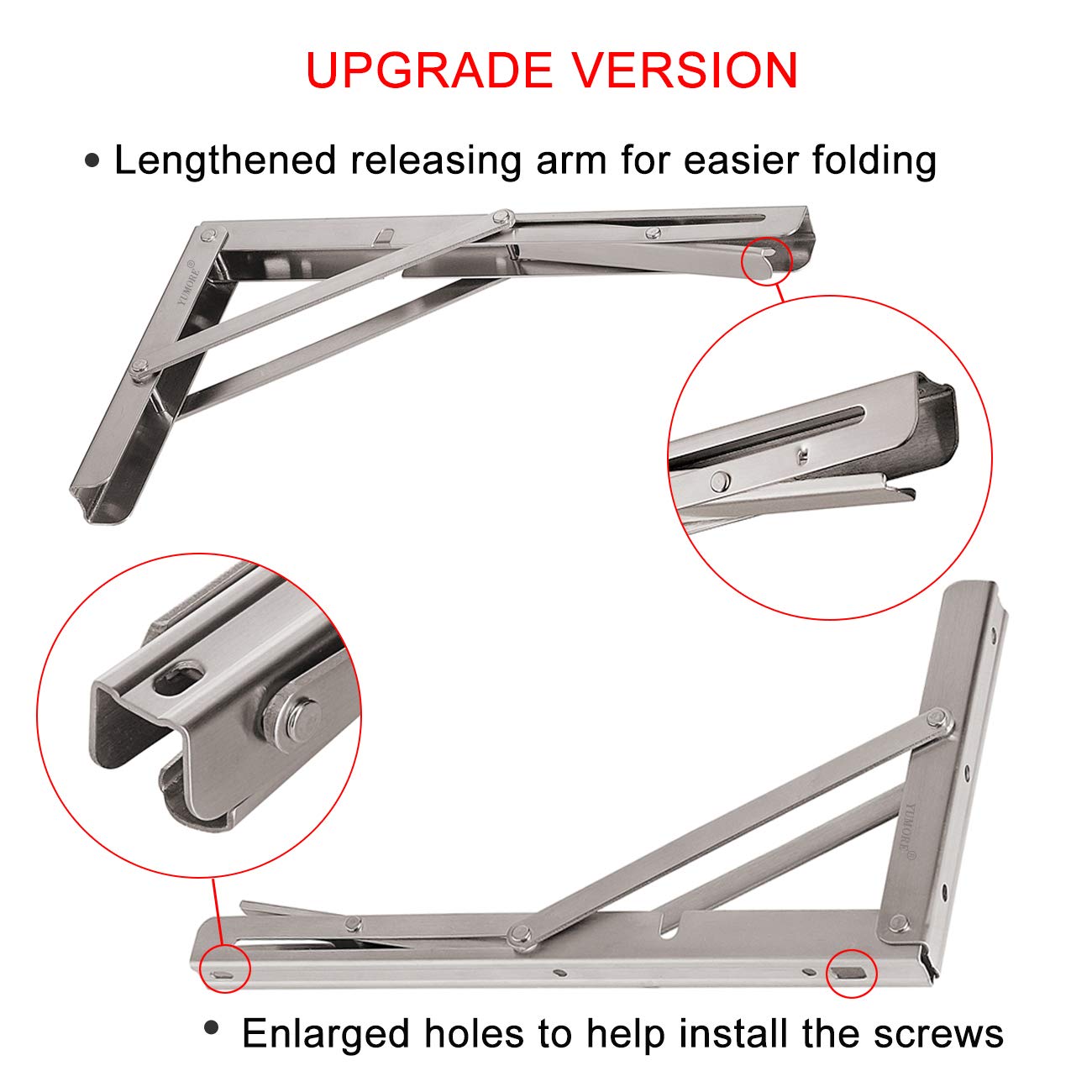 YUMORE folding shelf bracket installation with included hardware