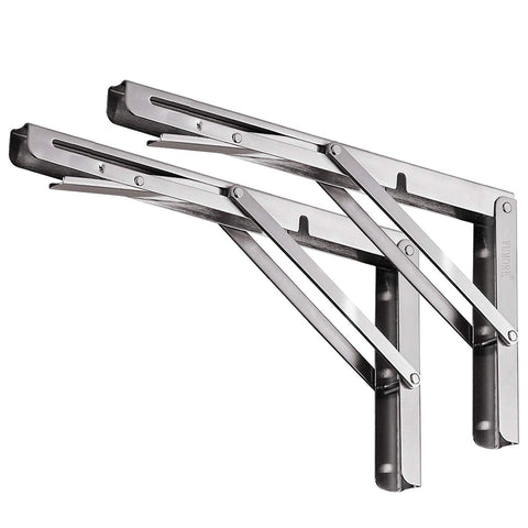 YUMORE folding shelf brackets front view shows durable stainless steel for long-lasting use.