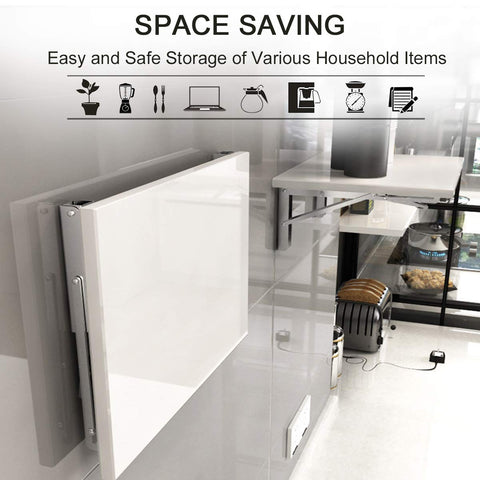YUMORE folding shelf brackets wall-mount installation demonstrates easy mounting and sturdy support.