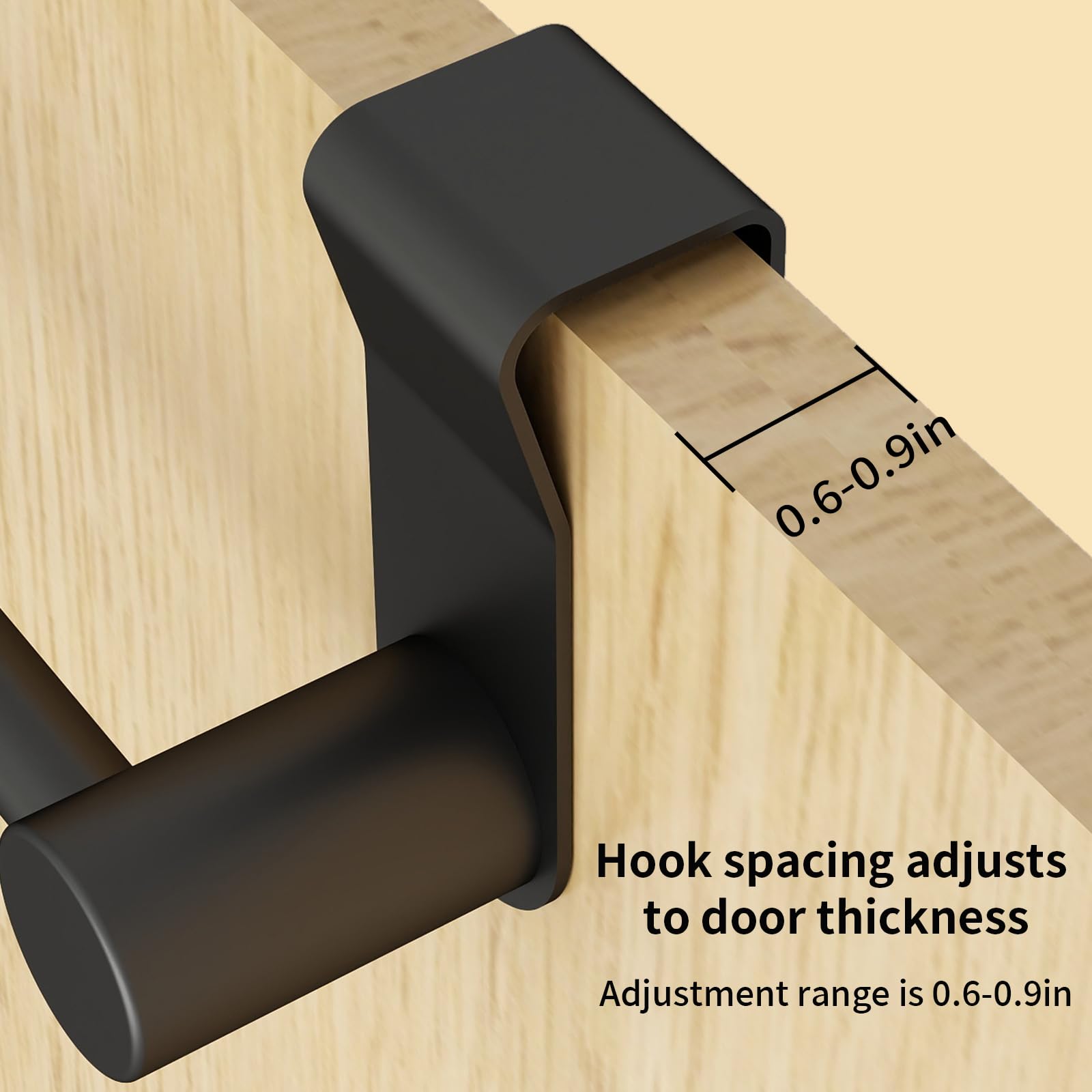 YUMORE Matte Black Over Door Towel Rack close-up finish, rust‑resistant steel