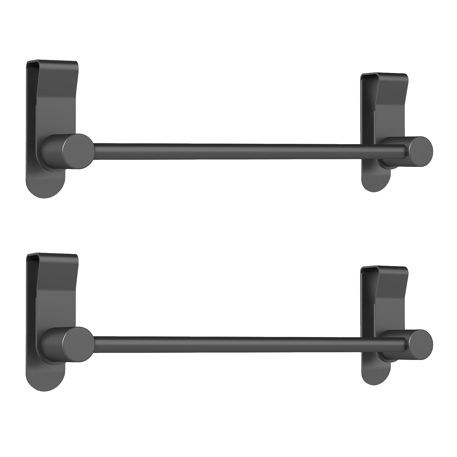 YUMORE Matte Black Over Door Towel Rack front view, space-saving bathroom storage