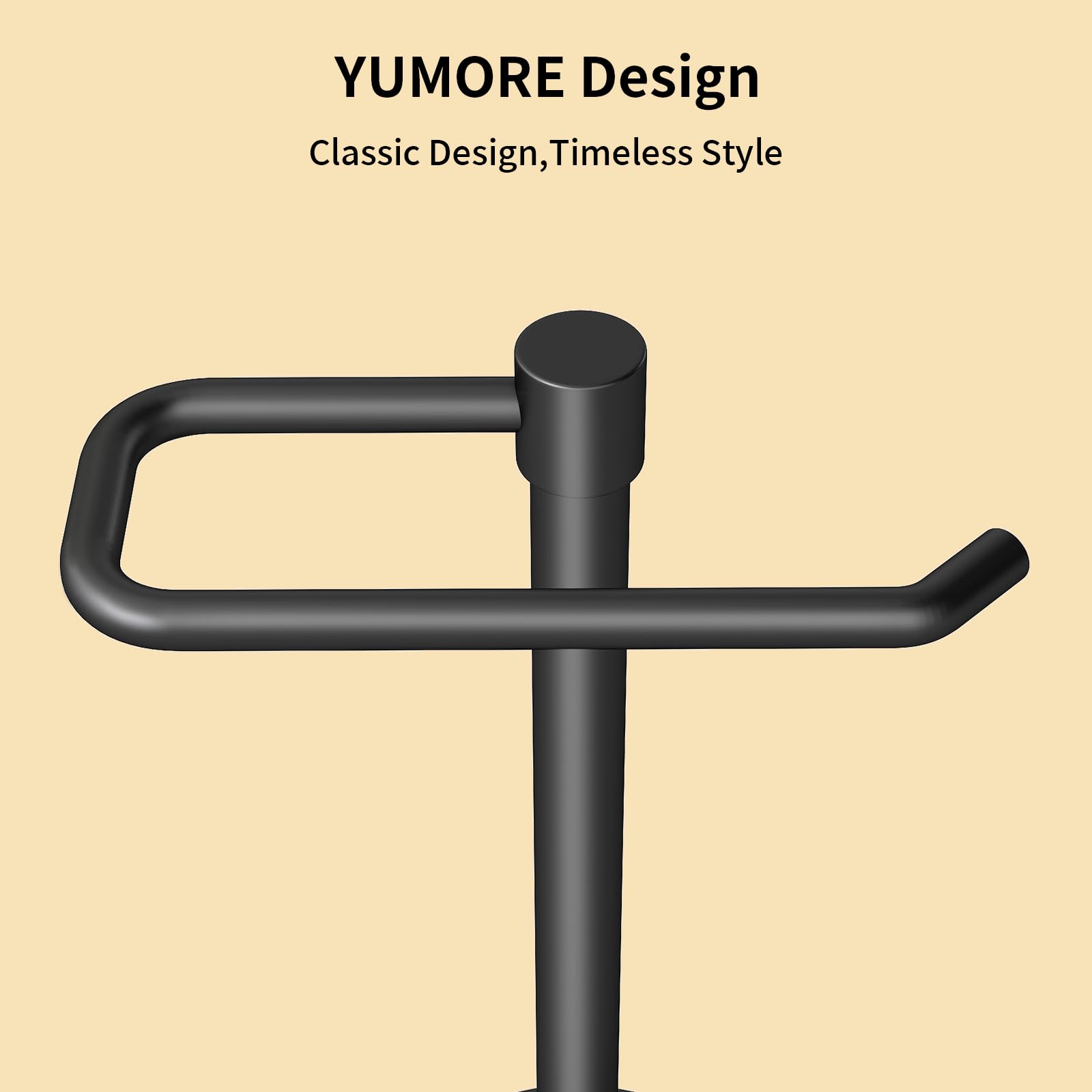 YUMORE matte black towel stand base-detail, stable base with premium finish