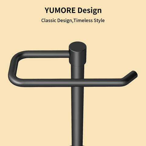 YUMORE matte black towel stand base-detail, stable base with premium finish