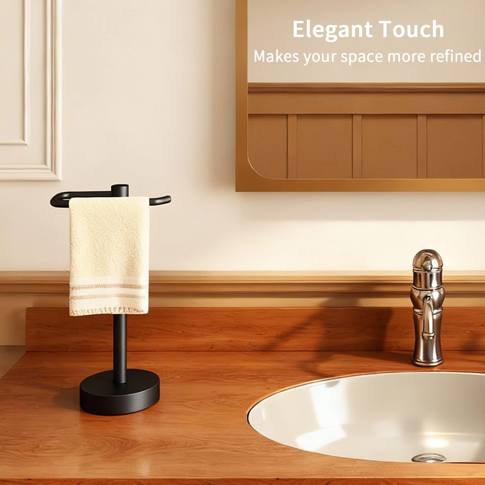 YUMORE matte black towel stand in rv, ideal for on-the-go towels