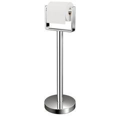 YUMORE toilet paper holder free-standing chrome offers stable bathroom organization.