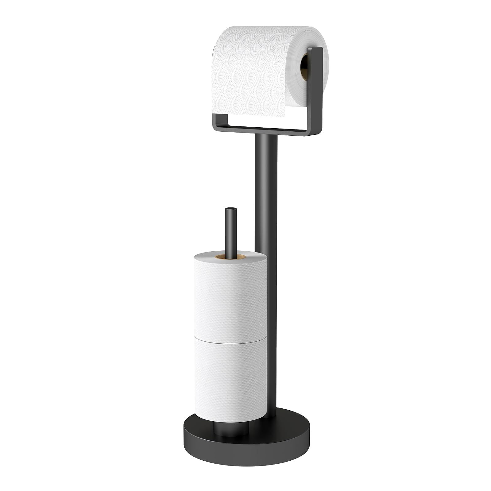 YUMORE toilet paper holder stand base keeps rolls stable on any floor.
