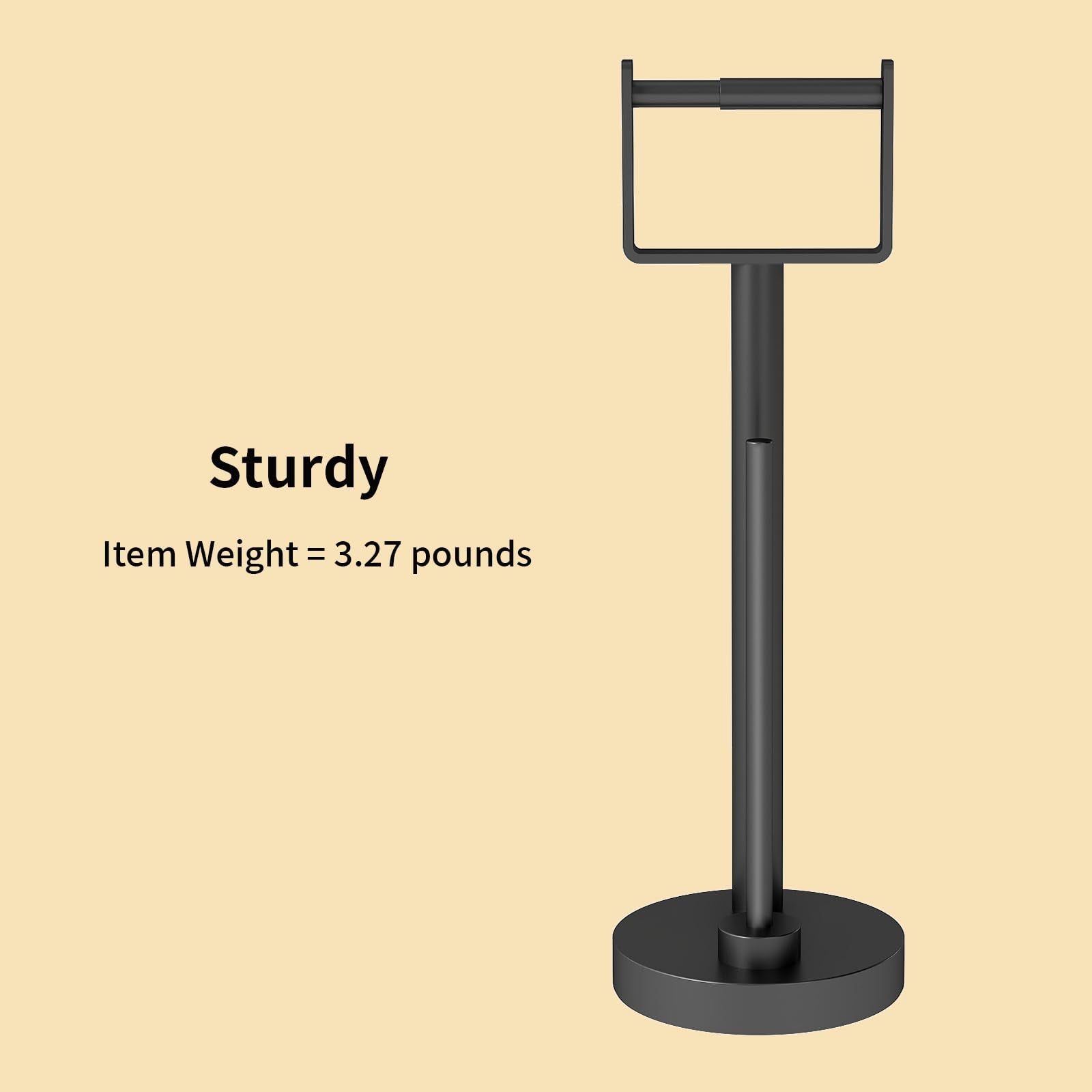YUMORE stand features a thick stainless steel tube for durable bathroom storage.