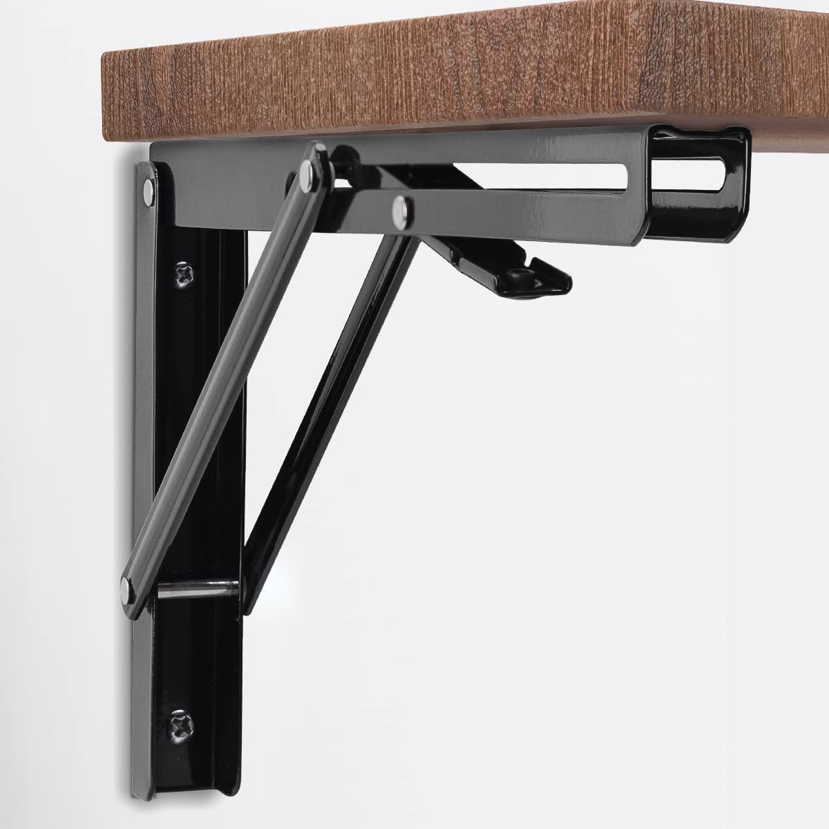 YUMORE bracket pair for wall mounting and wooden shelf attachment provides solid support.