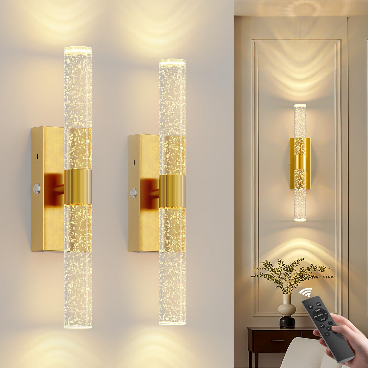 Yunaking 20000mAh battery wall sconce for cordless, long-lasting lighting