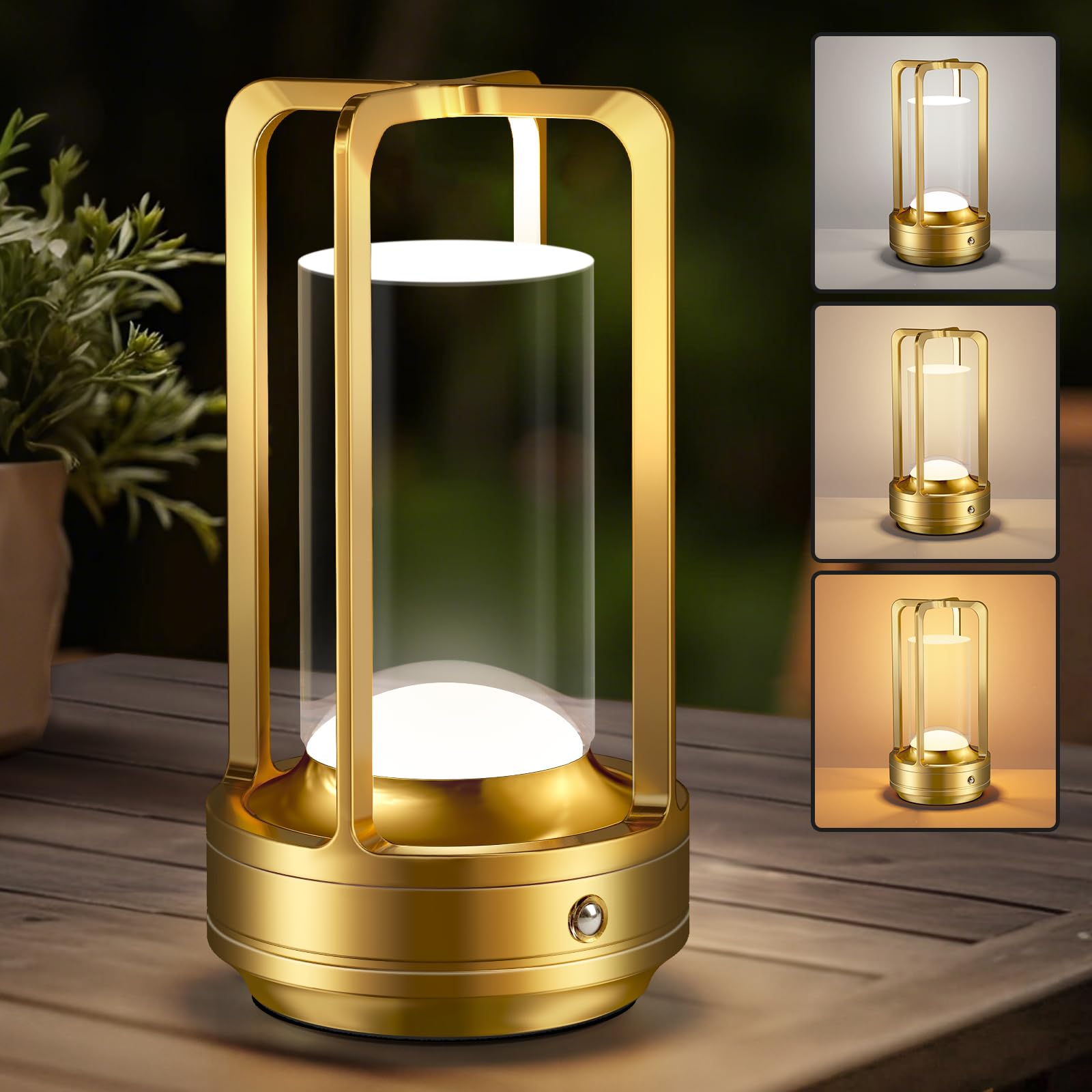 Yunaking rechargeable table lamp for outdoor and indoor use, cordless convenience.