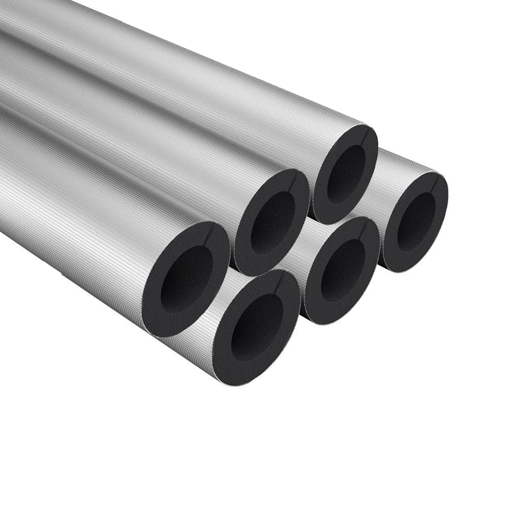 YUNFOOK pipe insulation foam tube around an AC unit pipe for heat loss reduction