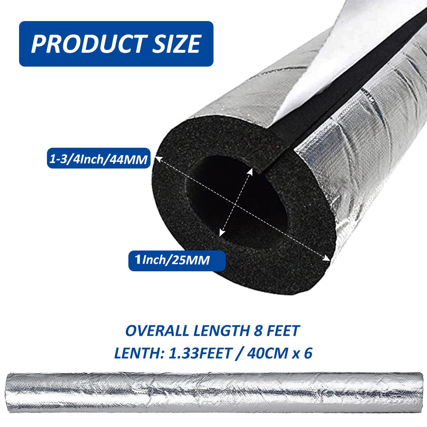 YUNFOOK 1-inch ID foam tube wrapped on copper pipe for energy efficiency