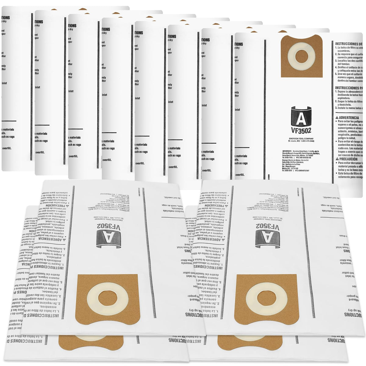 YUNGOO VF3502 dust bag pack for Ridgid vacuums, dry debris containment.