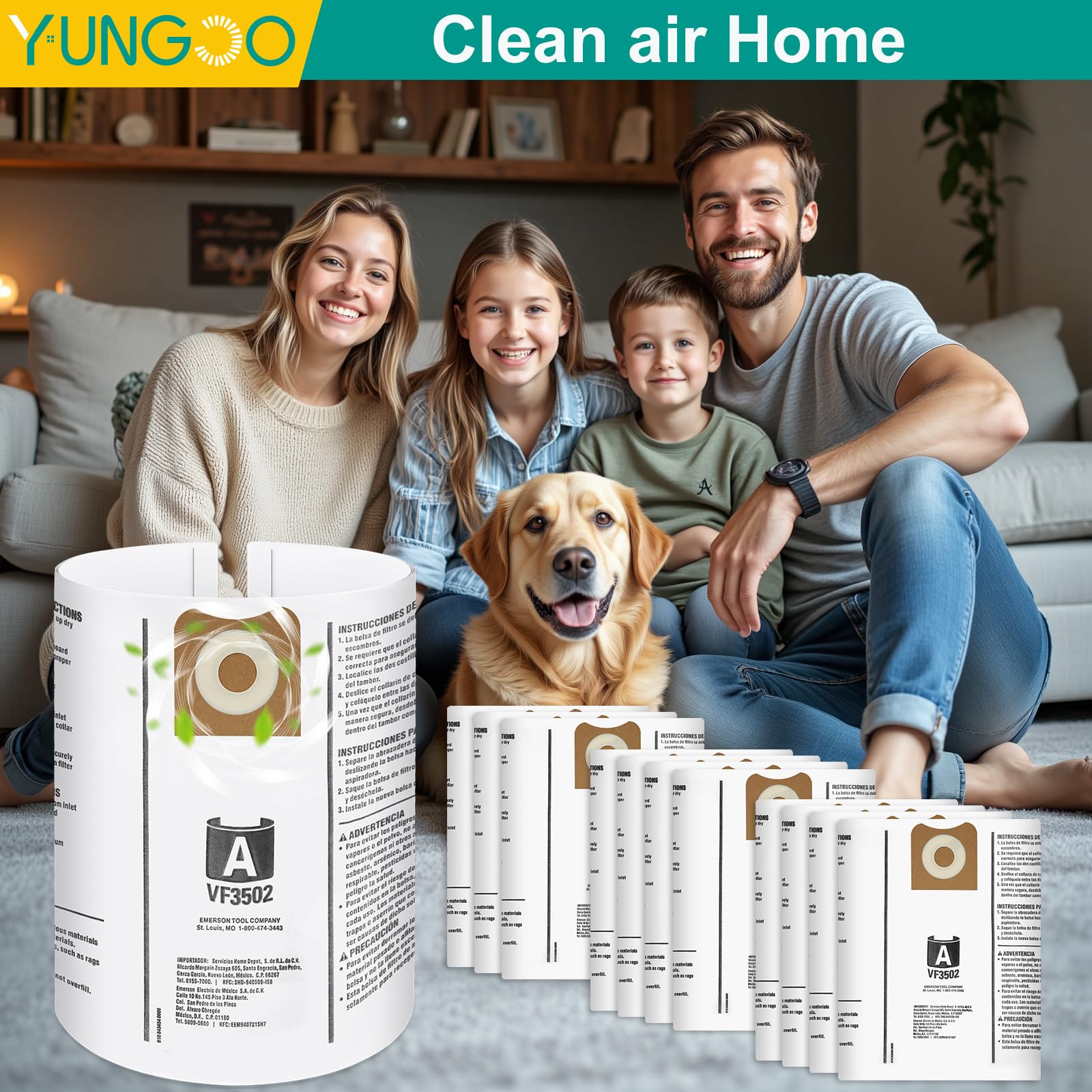 YUNGOO VF3502 extra-capacity design reduces bag changes.