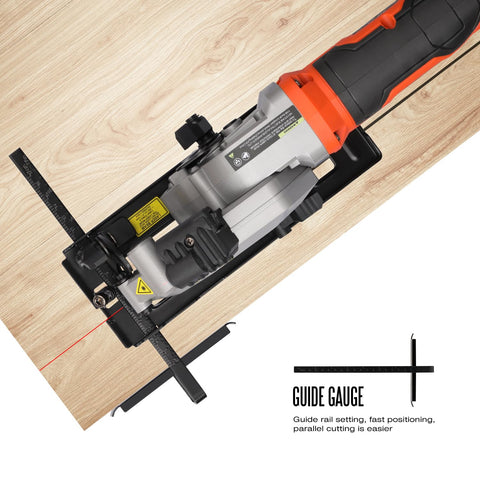 Depth and bevel adjustment controls on Yunirvana mini saw for versatile angles