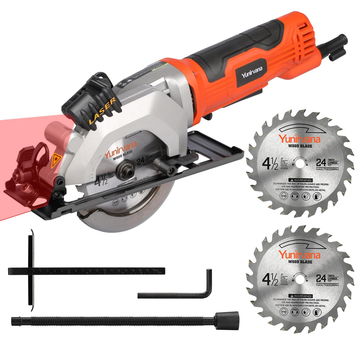 Yunirvana 4Amp mini circular saw front view for easy one-handed operation