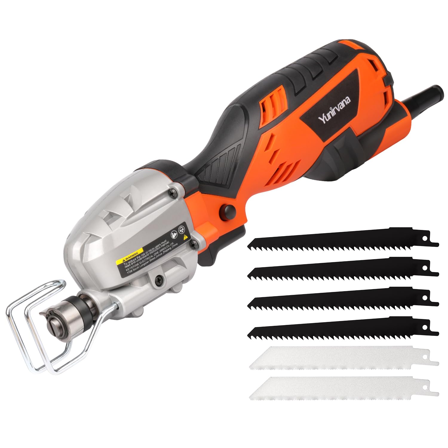 Yunirvana 5.0 Amp reciprocating saw front view for precise material cutting