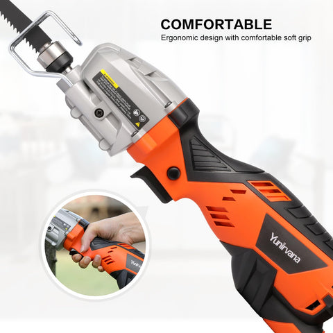 Yunirvana 5.0 Amp saw side handle demonstrating ergonomic grip for extended use