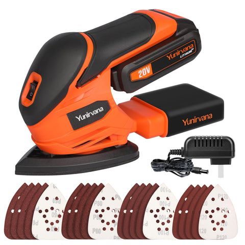 Yunirvana cordless detail sander front view for precise corner work