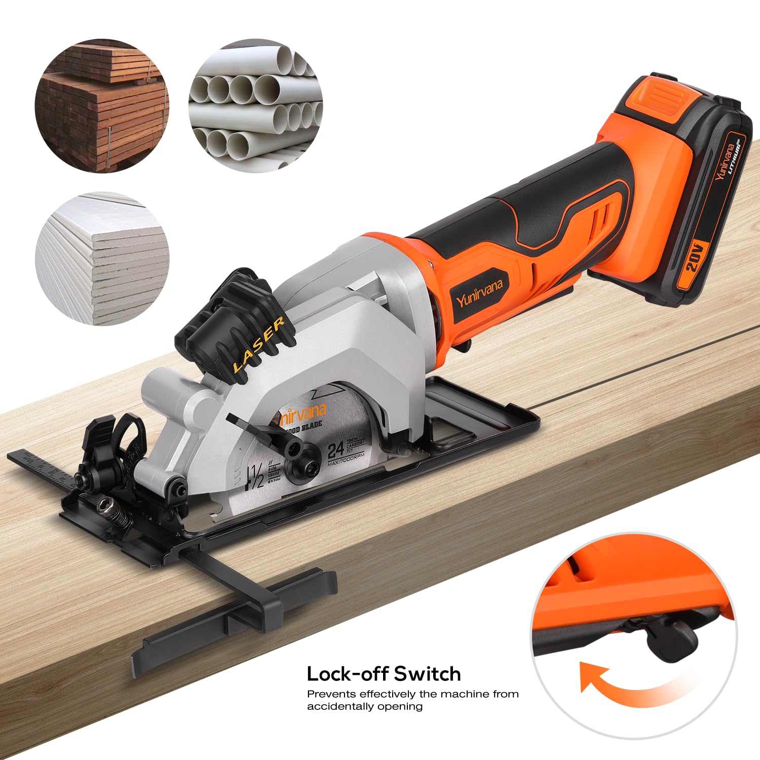 Yunirvana Mini Circular Saw wood blade 24T for fast timber cuts.