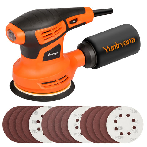 Yunirvana orbital sander with dust collection bag for a cleaner workspace