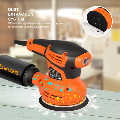 Yunirvana orbital sander 4.9-inch pad enables rapid large-area sanding