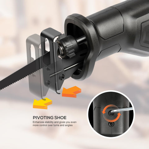 Yunirvana reciprocating saw variable speed control enables precise cuts.