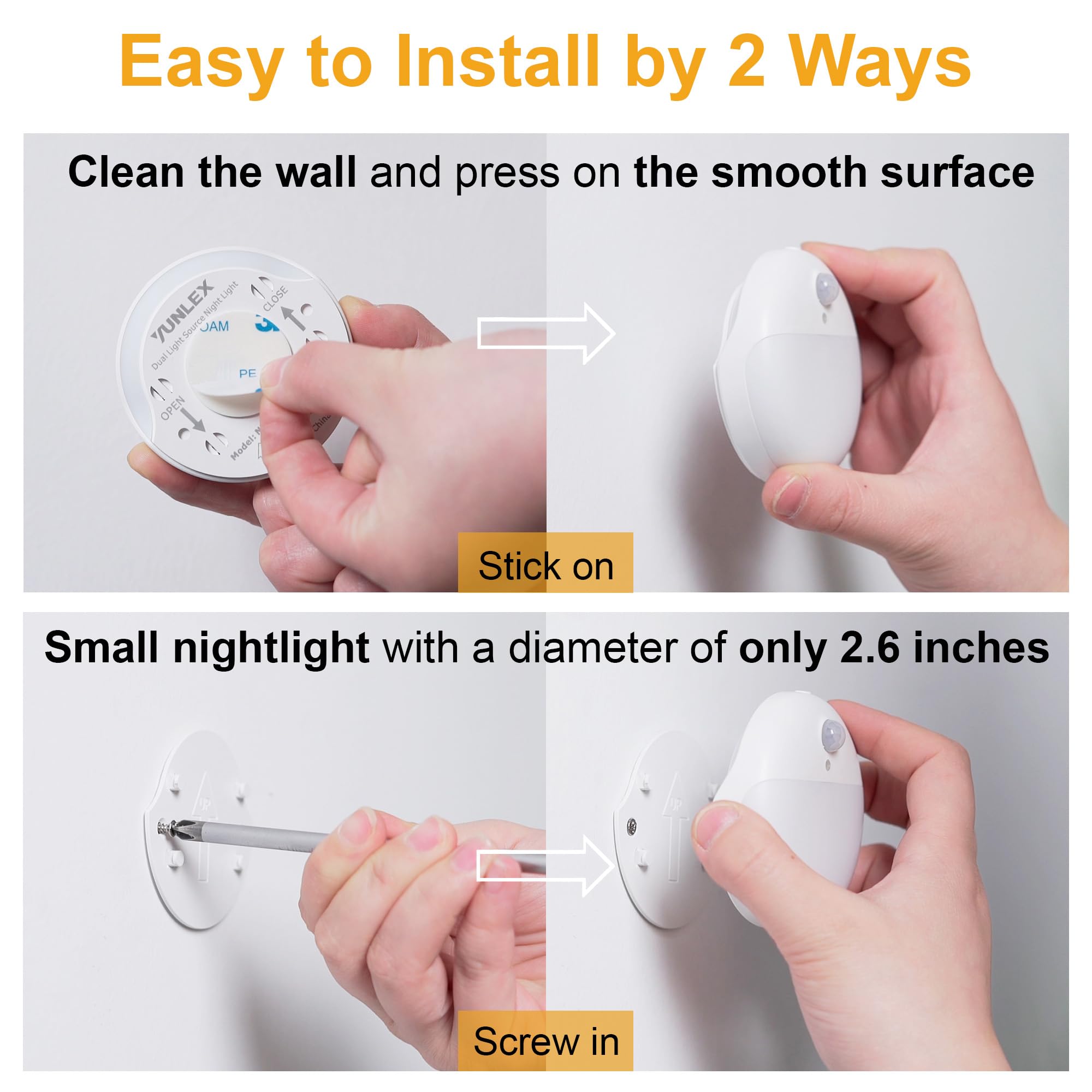 YUNLEX amber night light stairs guide steps without harsh glare.