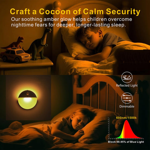 YUNLEX amber night light stick-on wall demonstrates easy wall mounting and ambient safety.