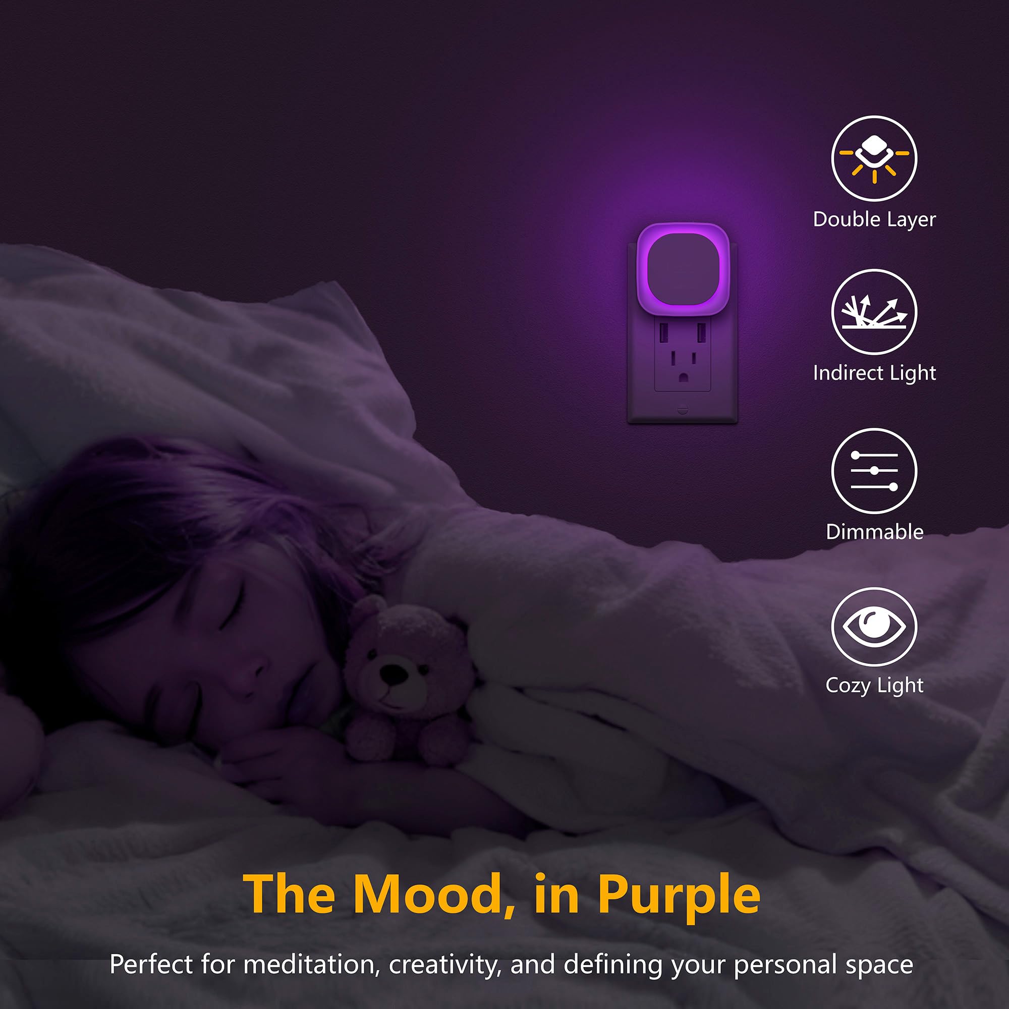 YUNLEX bedroom night light providing gentle late-night illumination
