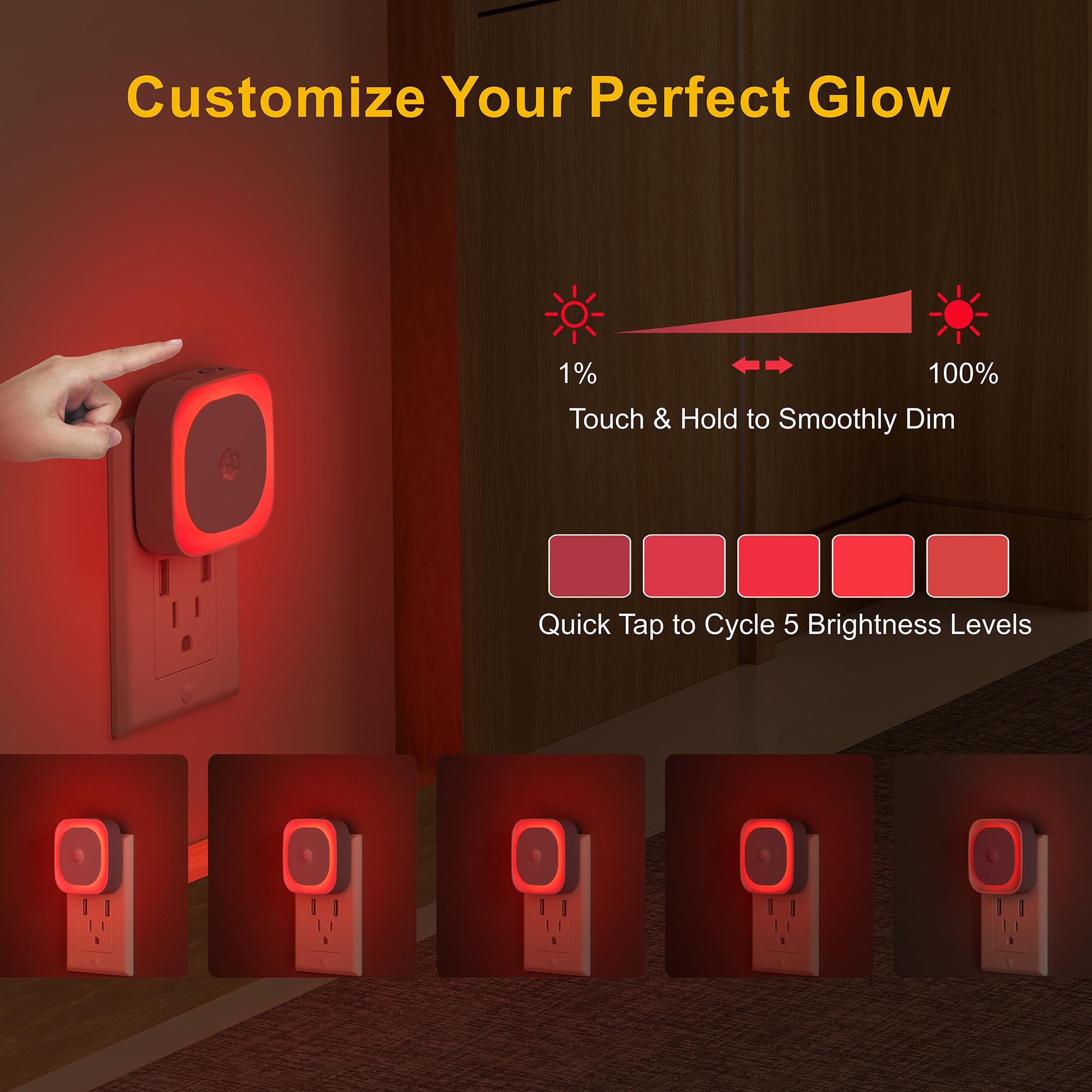 YUNLEX five-step dimming lets you adjust brightness to mood.