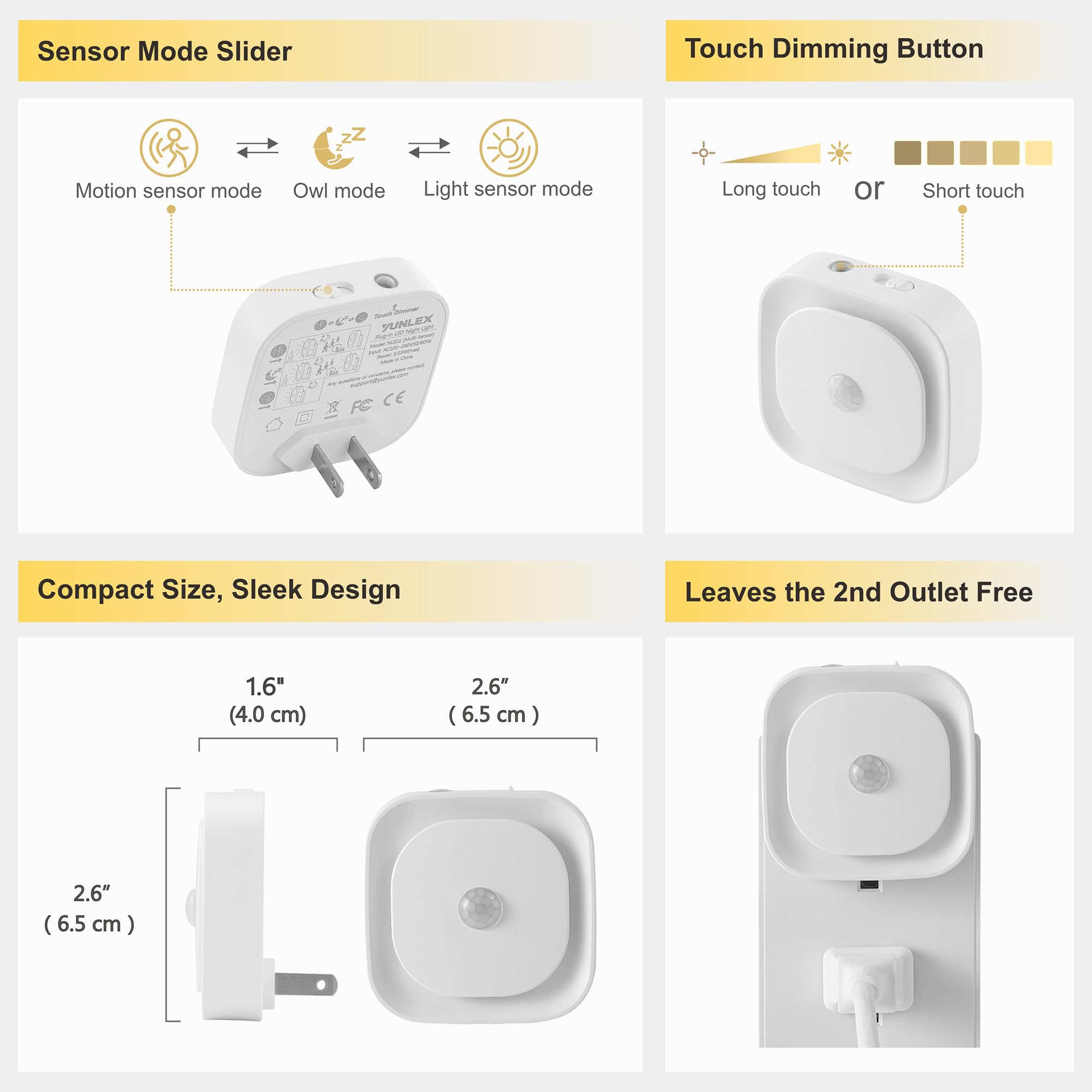 YUNLEX wall stickers included for decorative hours and day-time wall accents.