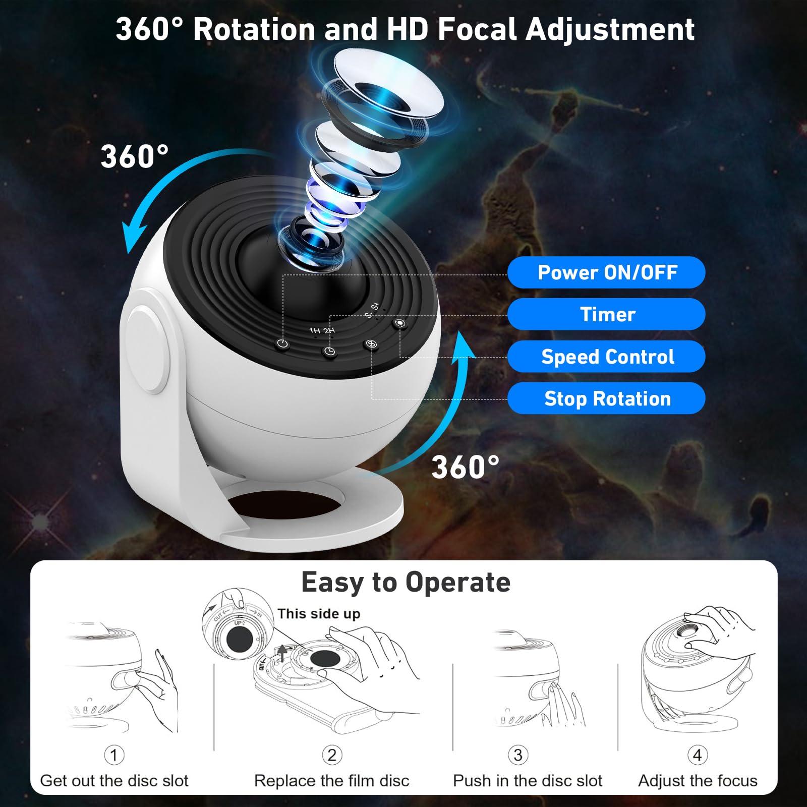 YunLone Galaxy Projector Pro quiet operation for calm nights