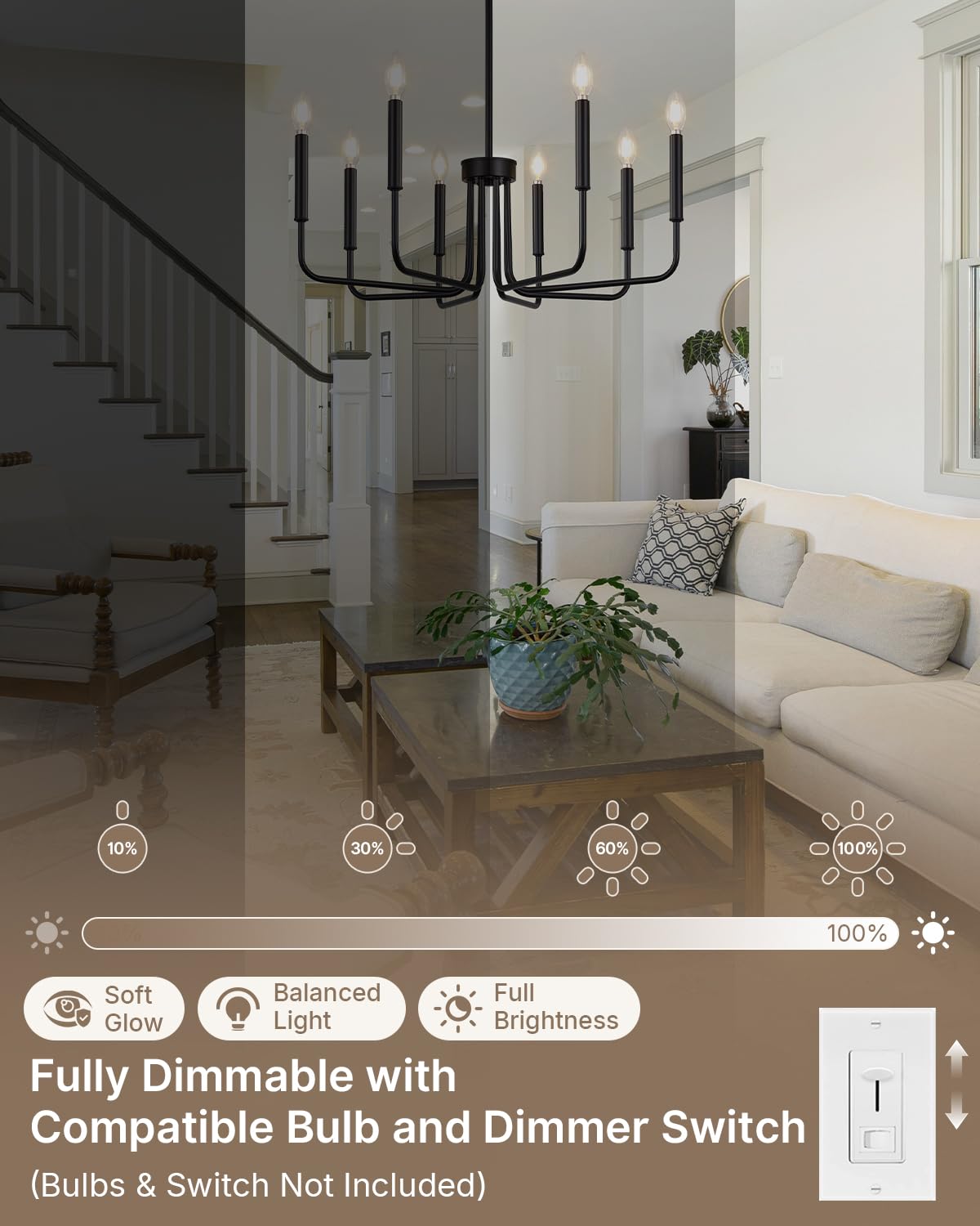 Yunnix entryway chandelier enhances ceiling height and welcoming mood