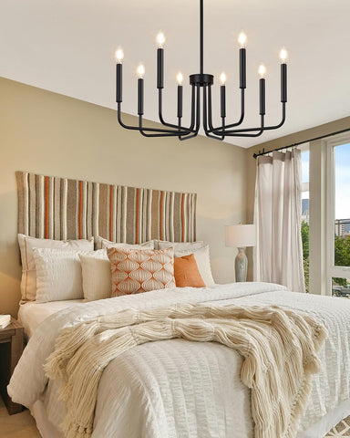 Yunnix height-adjustable chandelier fits vaulted or sloped ceilings