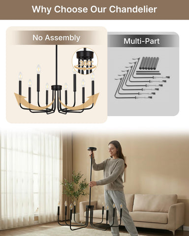 Yunnix living room chandelier pairs with contemporary furniture