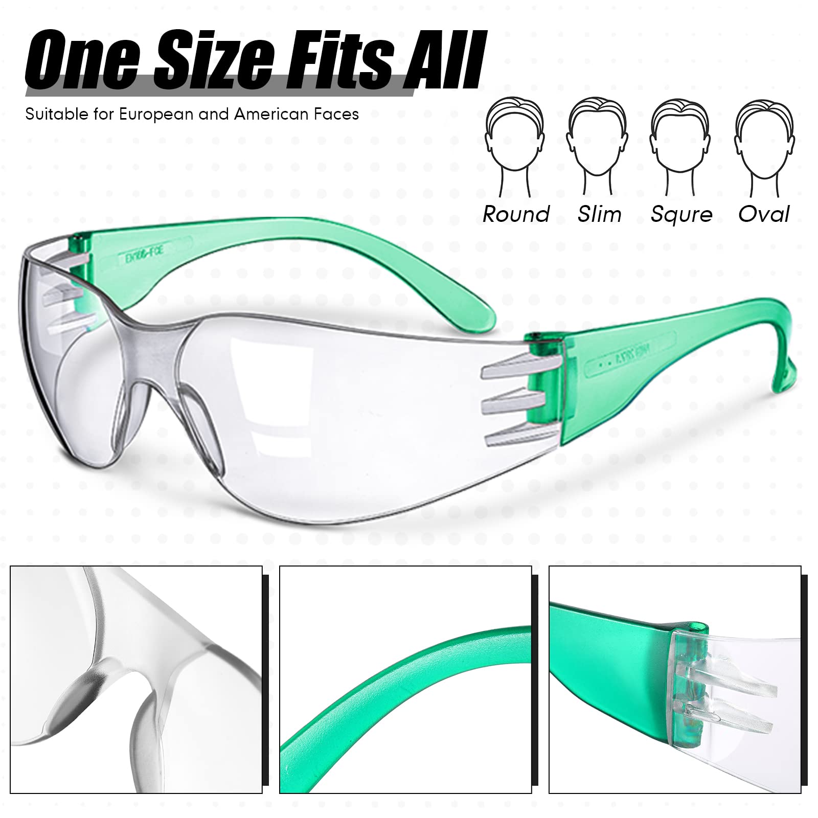 Yunsailing lightweight clear lens safety glasses for long wear