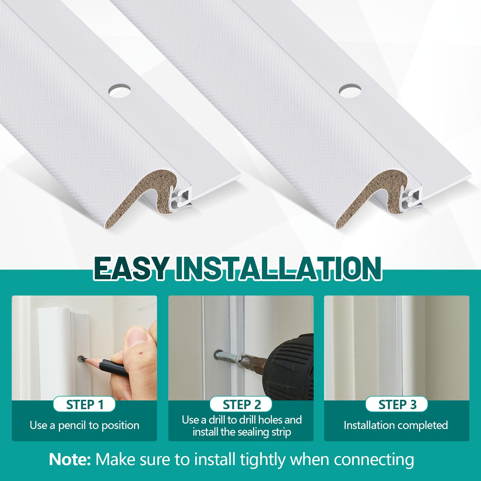 Yuntau front door installation example with screws included