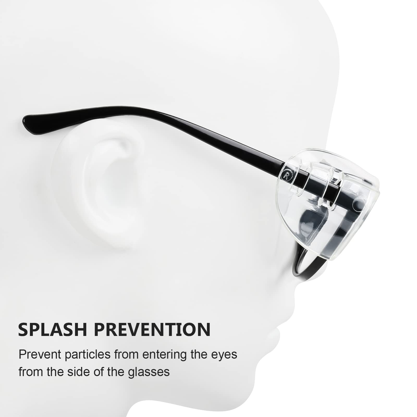 YunTuo clear slip-on shields attach to glasses without obstruction.
