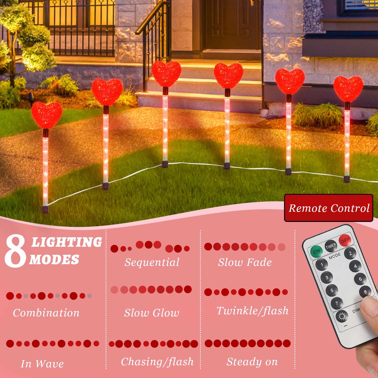 YUNVI heart light with remote control for customizable ambience