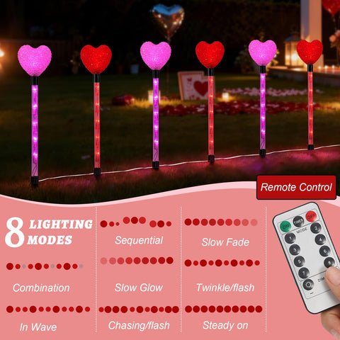 YUNVI heart lights ground stakes provide sturdy, easy installation in grass or soil