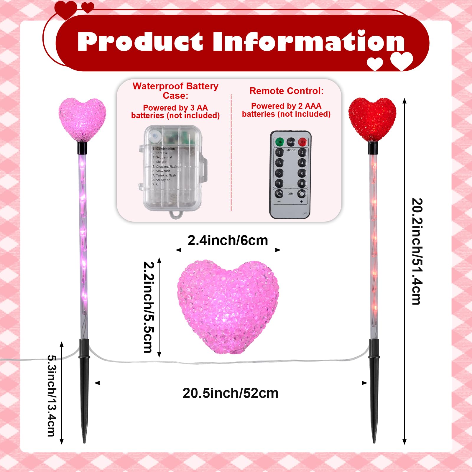 YUNVI heart lights with remote control offer eight modes for customizable ambience
