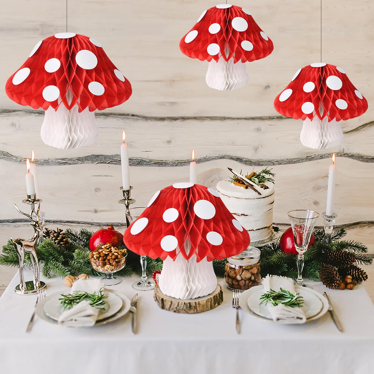 YUNXUAN 8in mushroom lanterns with 30 dots for whimsical ceiling accents