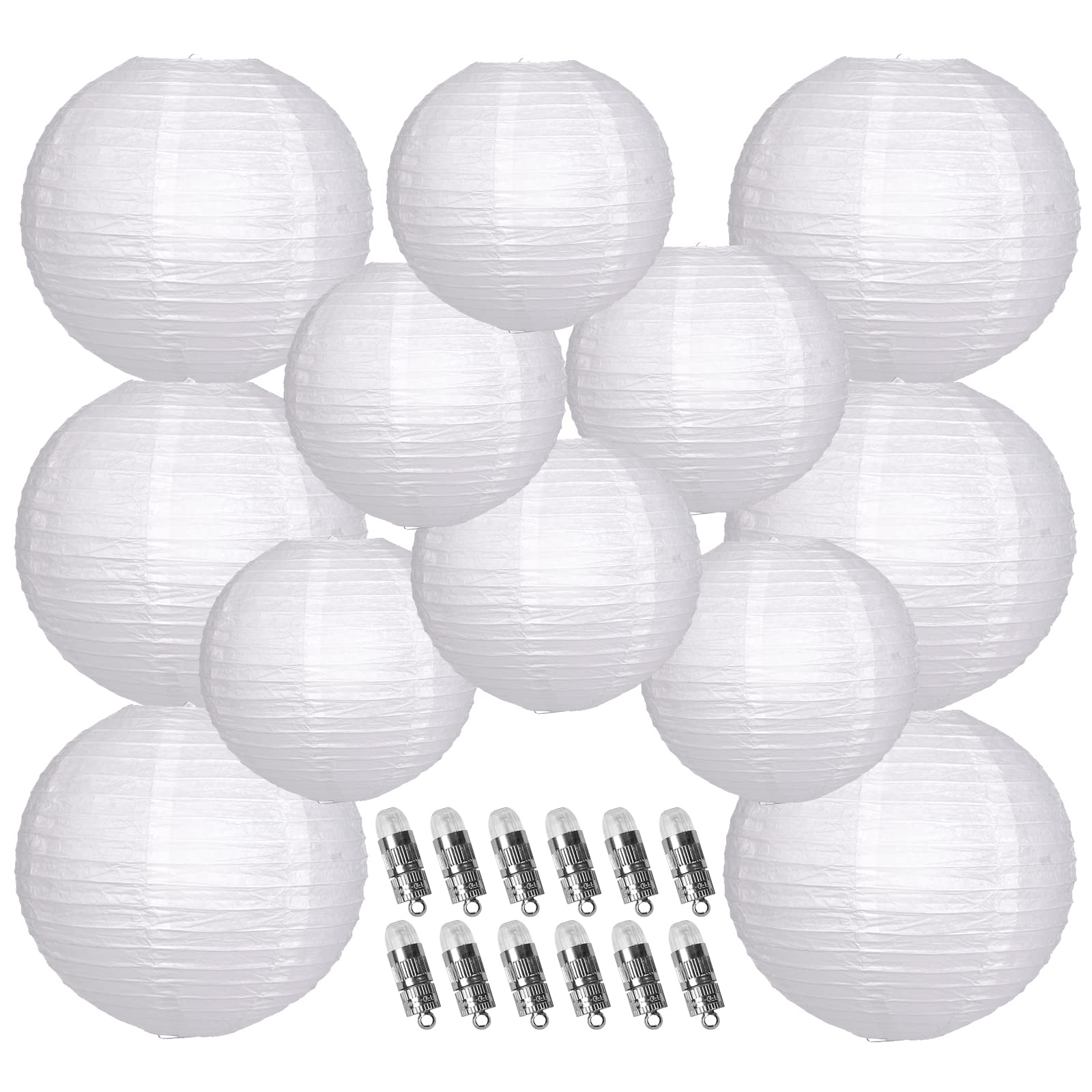 YUNXUAN white 10-inch paper lanterns ready for elegant decor and easy hanging.