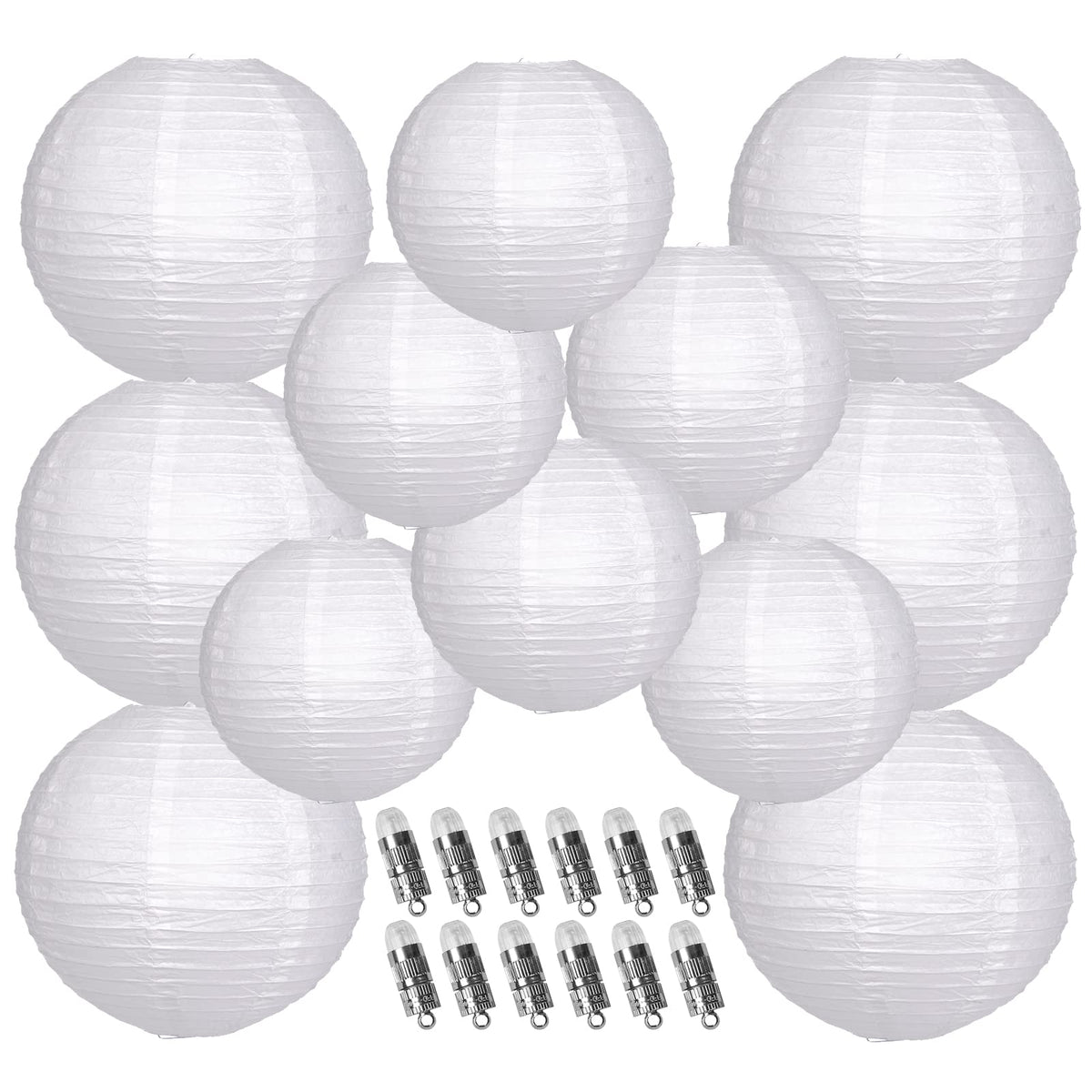YUNXUAN white 10-inch paper lanterns ready for elegant decor and easy hanging.