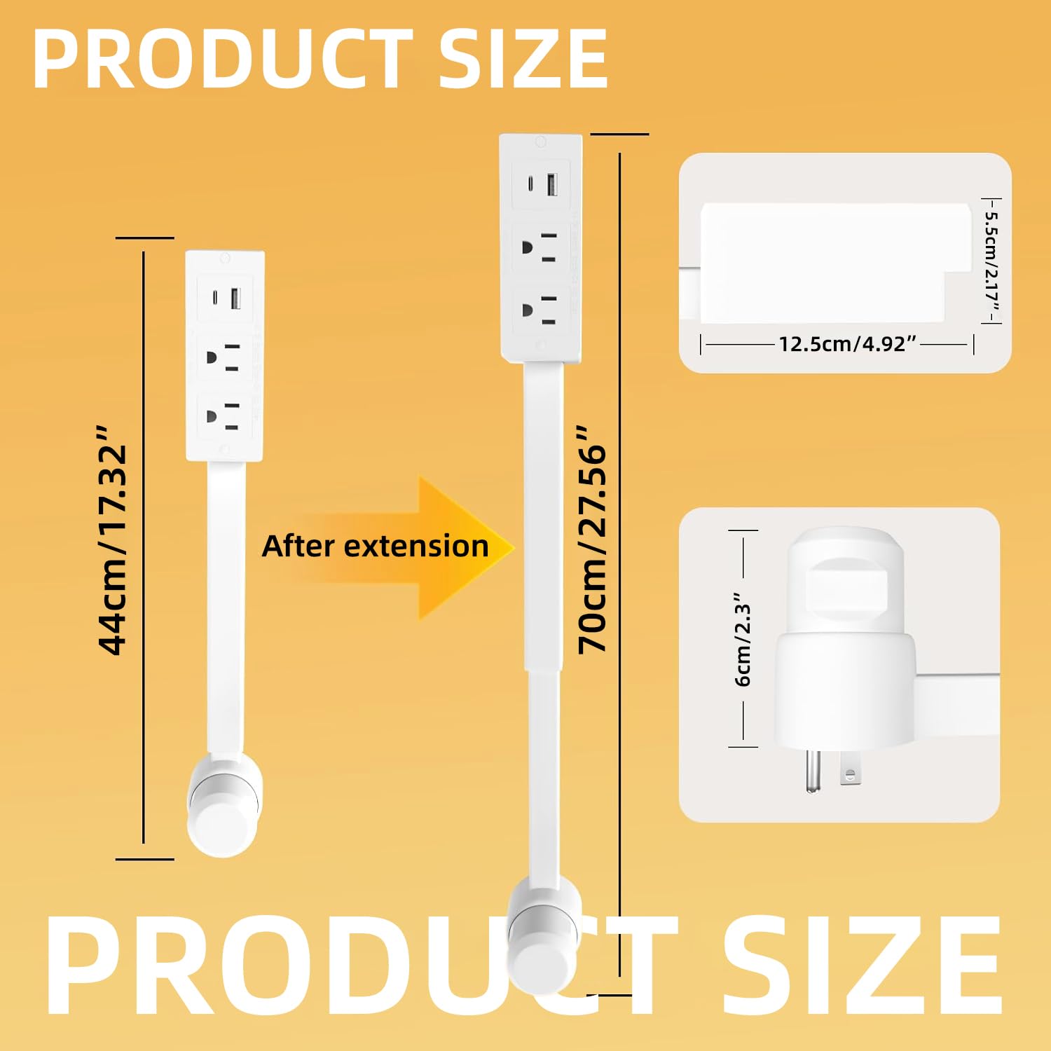 YupURStyle extendable arm outlet used in tight spaces for reachable outlets