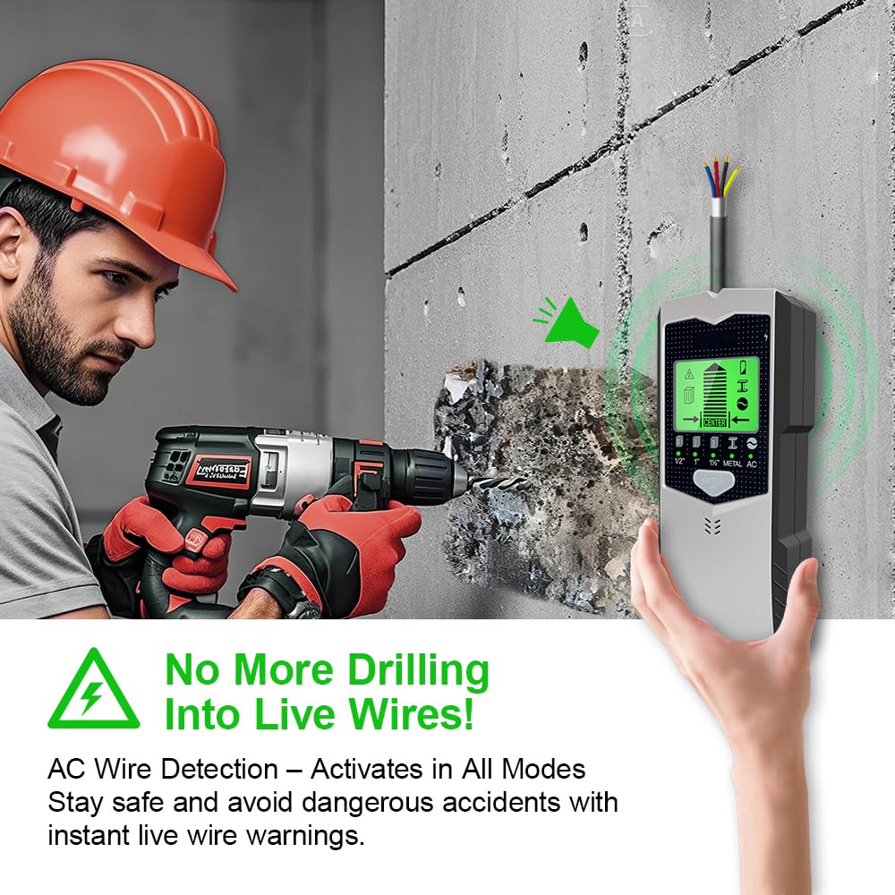 YuremBak stud finder 5-in-1 modes show versatile detection for accurate mounting.