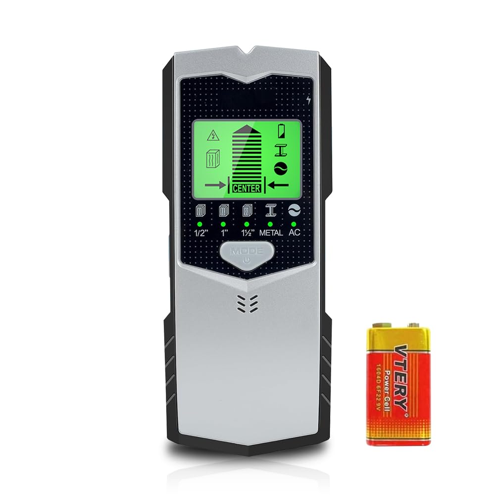 YuremBak stud finder with HD display locates studs behind walls for precise mounting.