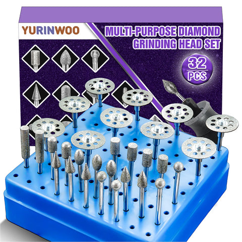 YURINWOO 120-grit diamond grinding bits for precise detail on stone and glass
