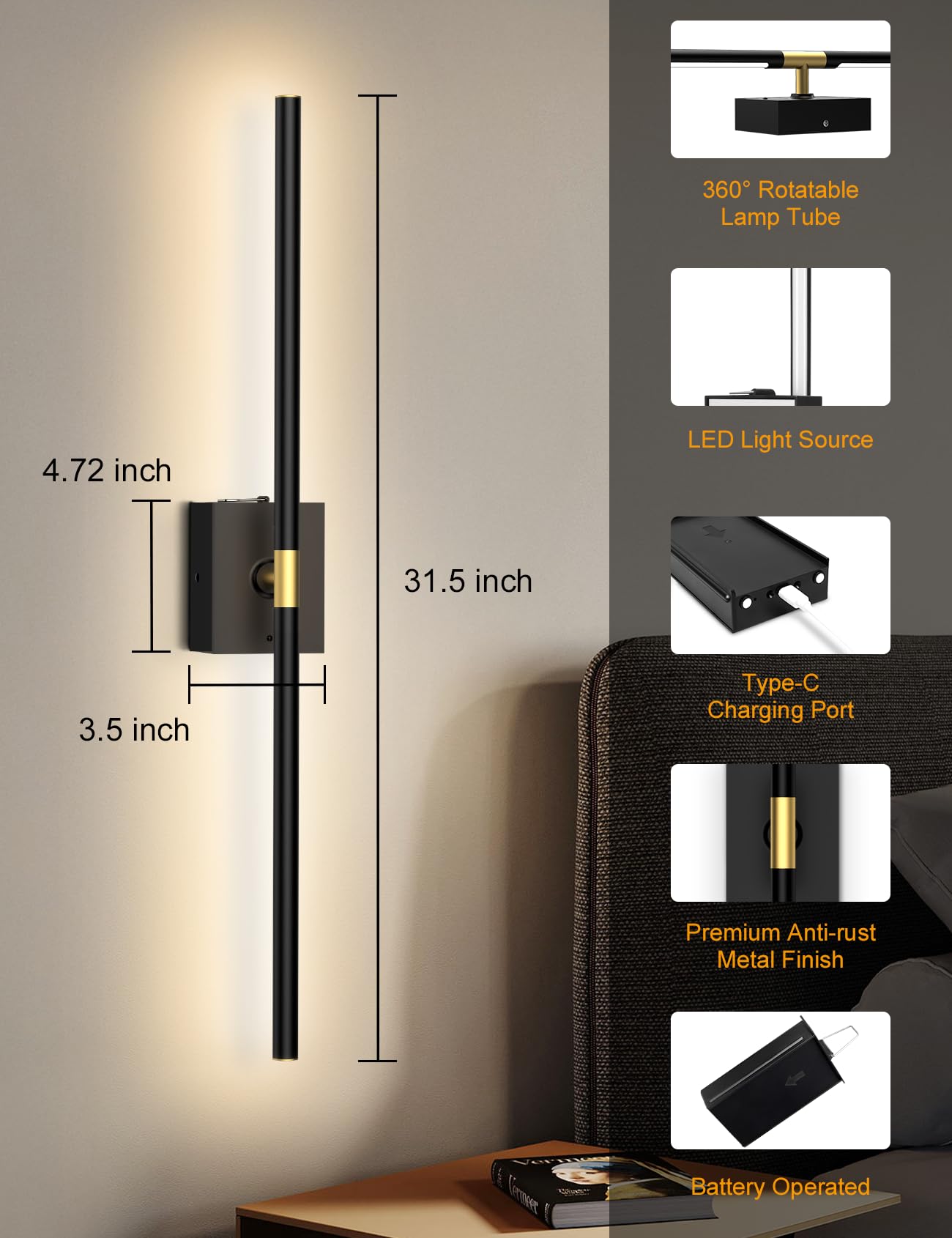 Yurnero sconce offering 3000K-6000K color range for ambience